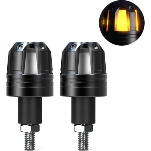 2 Pcs Motorcycle Handlebar Grip Bar End Plugs with LED Lights Expanding Locking D7WD