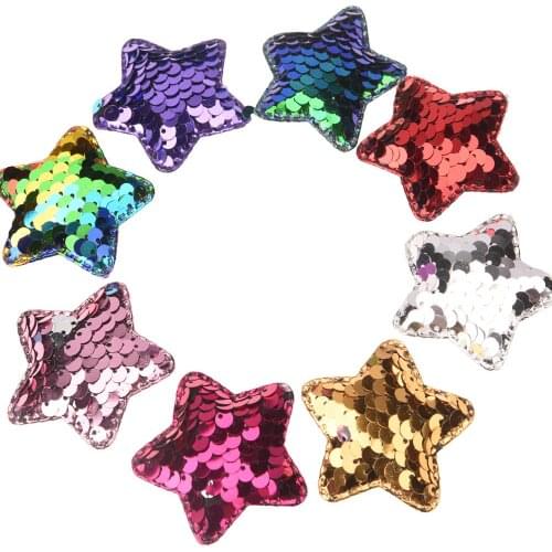 270PCS 4.5cm Glitter Pentagram Hair Accessories Sequin DIY Unicorn Bow Headband Boutique Accessory Headwear No Hairclips Bows