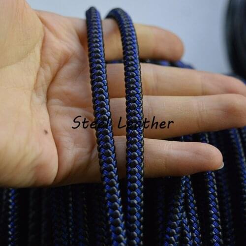 5m/lot Approx 5.5*5.5mm square black leather cords with blue steel wire leather strings for bracelets making findings cords