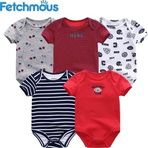 5PCS/LOT Unisex Top Quality Baby Rompers Short Sleeve Cottom O-Neck Novel Newborn Boys&Girls Roupas de bebe Baby Clothes