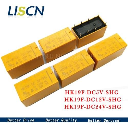 5PCS Relay HK19F-DC5V-SHG HK19F-DC12V-SHG HK19F-DC24V-SHG HK19F 5V 12V 24V 2A 8PIN