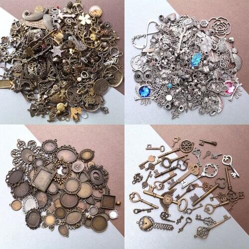 50g Tibetan Silver Bronze Mixed Charms Pendants For DIY Jewelry Making Crafts