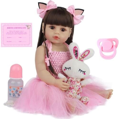 55cm Bebe Doll Reborn Toddler 22 inch Silicone Simulation Lifelike Real Baby Doll Girl Pink Princess Bath Toy Children Gift