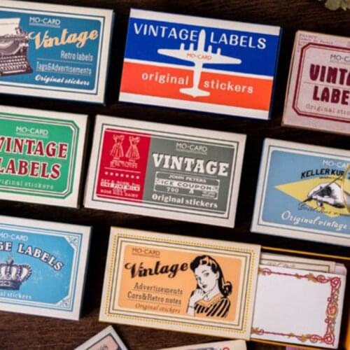 60Pcs/Pack Album Stickers Retro Style School Office Stationery Writable Label Matchbox Sticker Nice Gift Handbook Decoration