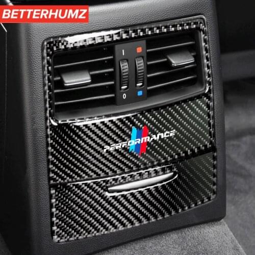 Auto Interior Carbon Fiber M Performance Car Sticker Rear Air Conditioning Vent Outlet Panel Cover For BMW e90 e92 e93 2005-2012