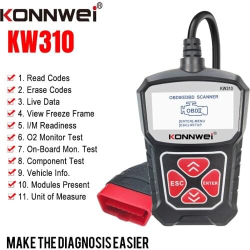 KW310 OBD2 Scanner Auto OBD II Car Scanner Diagnostic Tool Automotive Scanner Car OBD2 Code Reader Supports Russian Language