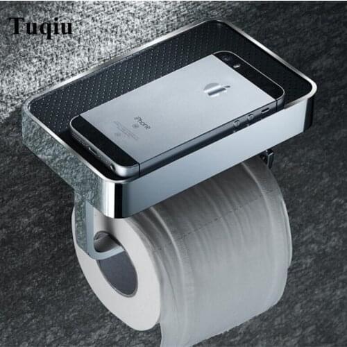 Vidric Nail or Nail free White &Mirror Chrome Polished & Black & Brushed Brass Leather cover Toilet Paper Holder phone holder