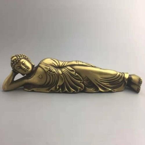 Bronze Brass Craft Gift Buddha Statue Sleeping Buddha Sakyamuni Nirvana Statue Safe And Good Luck Home Fengshui Decoration