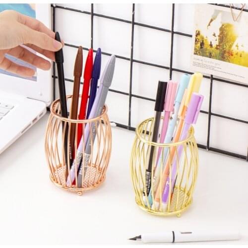Makeup Brushes Pen Holder Nordic Ins Rose Gold Makeup Brushes Organizer Student Pen Holder Multifunctional Storage Make Up Tools