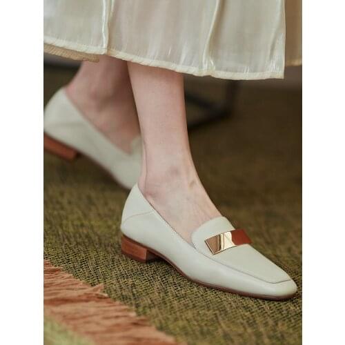 EshtonShero Spring 2021 New Women Shoes Cow Leather Square Toe Chunky Heel High(2.5cm) women pumps