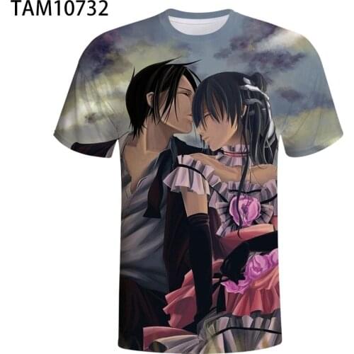 Popular Anime Top 3D Printing Mens and Womens T-shirt Black Butler Character Childrens Short Sleeve O-neck T-shirt