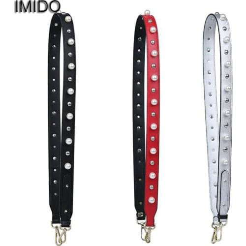 IMIDO Fashion Pearl Soft pu Leather bag Strap Women replacement straps shoulder belt handbags accessories parts for bags STP103
