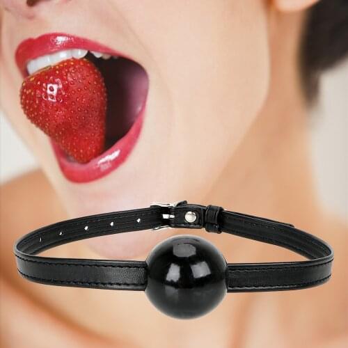 IKOKY Adult Game Oral Fixation Stuffed Leather Sex Toys for Couple SM Slave Open Mouth Gag Silicone Ball Gag