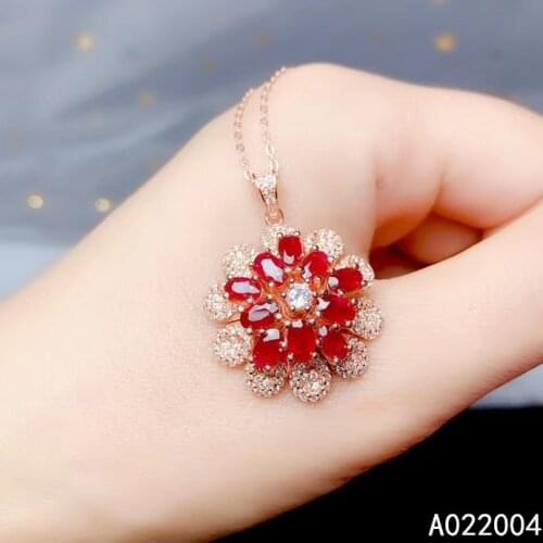 KJJEAXCMY Fine Jewelry 925 Sterling Silver inlaid Natural ruby Female Pendant Necklace exquisite Support test