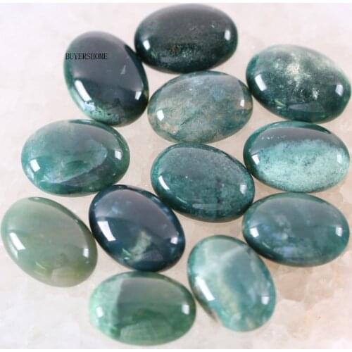 18x13MM CAB Cabochon Oval Natural Stone Bead Green Indian Onyx For Jewelry Making Necklace Pendant Bracelet Earrings 10Pcs K1588