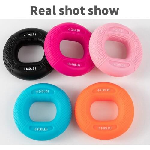 20-80 Pounds Grip Ring Waterproof Silicone Adjustable Handle Finger Forearm Trainer Wrist Expander Muscle Exercise Gym Fitness