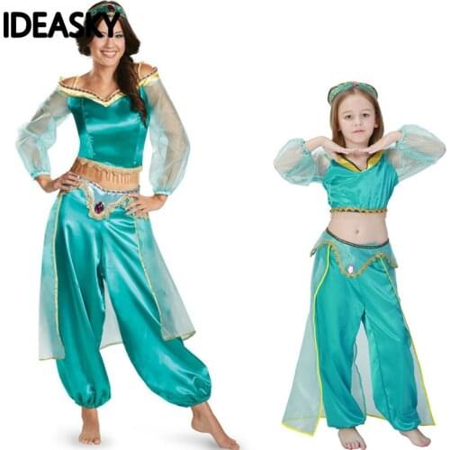Princess Costume Adult Kids Arabian Belly Dancer Costume princess jasmine Sexy jasmine aladdin pants women costume cosplay