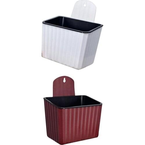 Creative Automatic Wall Hanging Water Plant Hydroponic Resin Plastic Flower Pot Separated White And Coffee