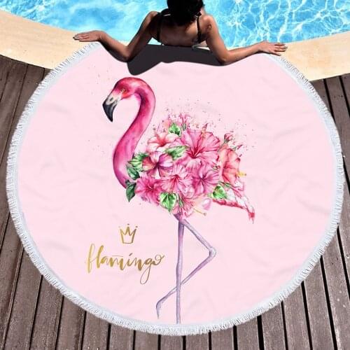 Beach Round Beach Mat Beach Towel Quick-drying Swim Towel Flamingo Beach Towel