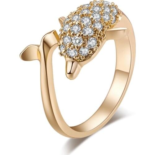 Fashion Austria Crystal Rings Gold Color Finger Dolphin Ring Wedding Engagement Cubic Zirconia Rings For Women Wholesale New