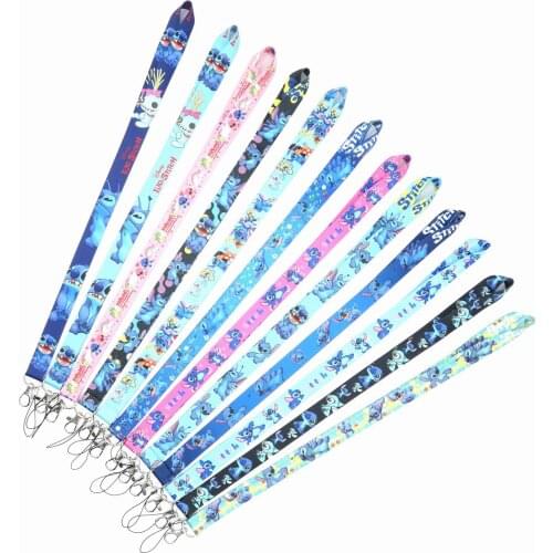 New Cartoon Figure Stitch Lanyard Toys Action Figure Keys ID Cell Phone Neck Strap Anime Lanyard for kids Collection Gift