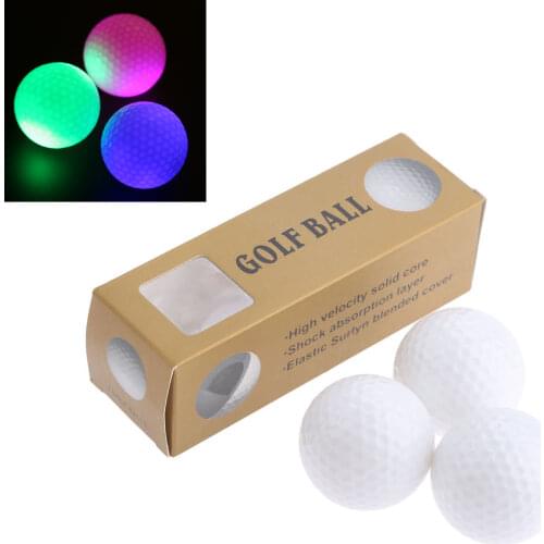 Surlyn 6pcs/Box LED Golf Balls Night Training Constant Shining Two Layer Golf Practice Balls With 6 Colors For Choice 42.6mm Dia