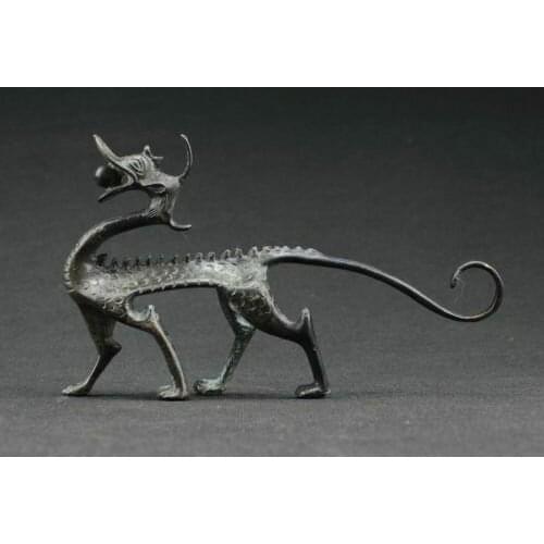 Rare COLLECTIBLES OLD DECORATED HANDWORK BRONZE CARVING DRAGON WONDERFUL STATUE