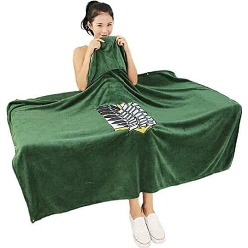 Halloween Costumes Attack on Titan Blanket Cloak Shingeki No Kyojin Survey Corps Cloak Cape Flannel Cosplay Costume Hoodie