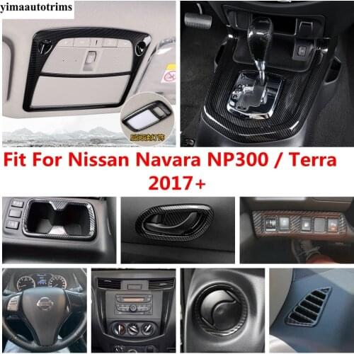 Carbon Fiber Look ABS Interior Car Inner Door Handle Bowl Cover Trim Accessories Fit For Nissan Navara NP300 / Terra 2017 - 2021