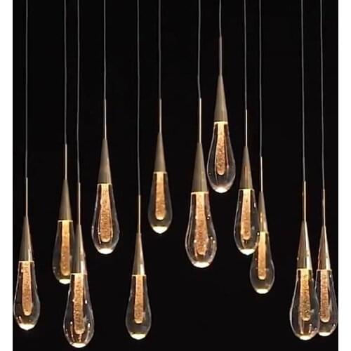 Raindrop stair modern LED ceiling chandelier loft decor for home staircase kitchen living room decoration indoor lights Lighting