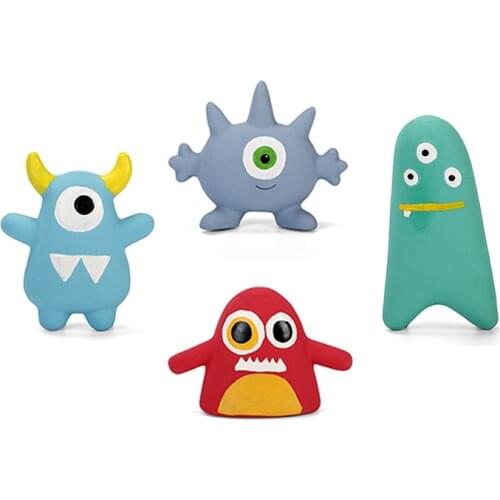 Q-MONSTER Dog Toy Thick Walled Natural Rubber Squeaky Chew Toy Interactive Floating Toy for Dog Teeth Cleaning