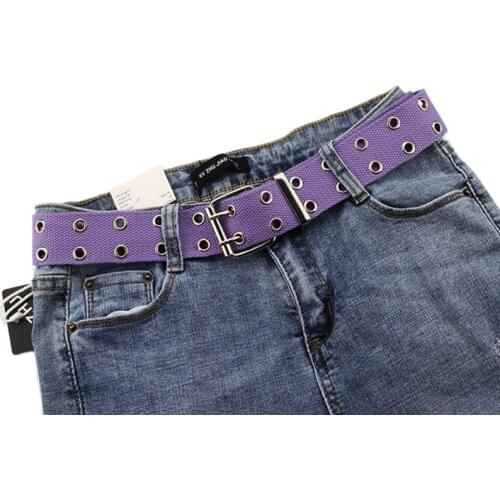 Web Double Grommet Hole Buckle Belt Female Male Waist Strap Belts For Women Men Jeans