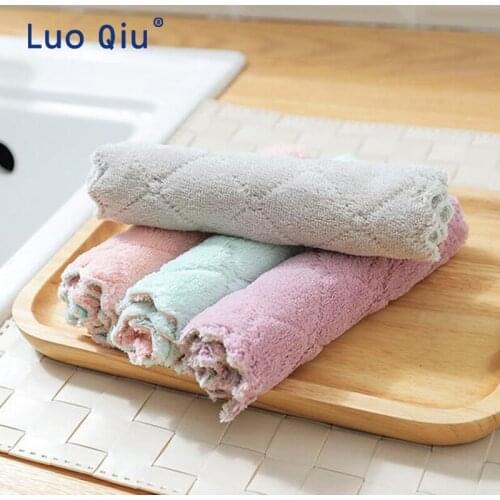 Rhombus dishcloth dishwashing towel household kitchen non-oily dishcloth thickened cleaning towel