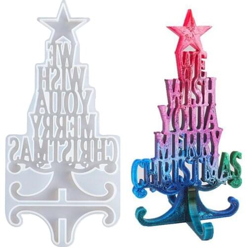 Merry Christmas Resin Moulds Crystal Epoxy Casting Mold Xmas Tree Ornaments Jewelry Making Silicone Mould DIY Soap Candle Making
