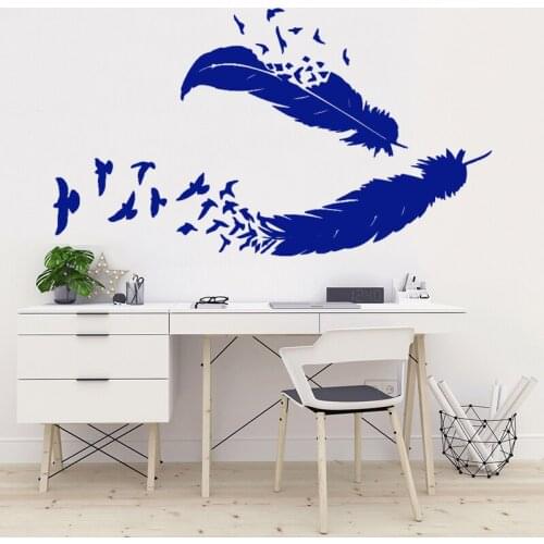 Removable Creative birds feather Home Decor Modern Acrylic wall sticker For Baby Kids Rooms Vinyl Decoration muursticker HY1806