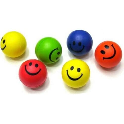 4pcs Dia 6.3cm Stress Ball Novetly Smile Face Print Squeeze Ball Hand Wrist Exercise Stress Ball PU Rubber Toy Balls