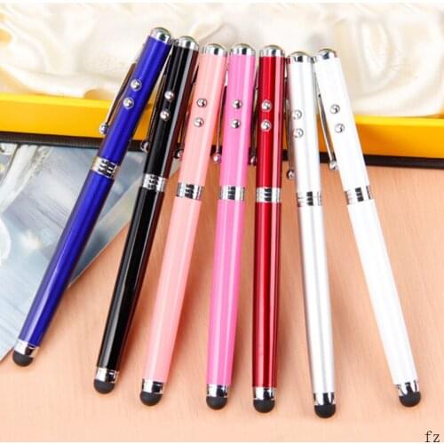 100 Pcs 4 in 1 Ballpoint Pen Led Light Press Screen Capacitor Pen Multifunctional Electronic Press Pen Metal Body