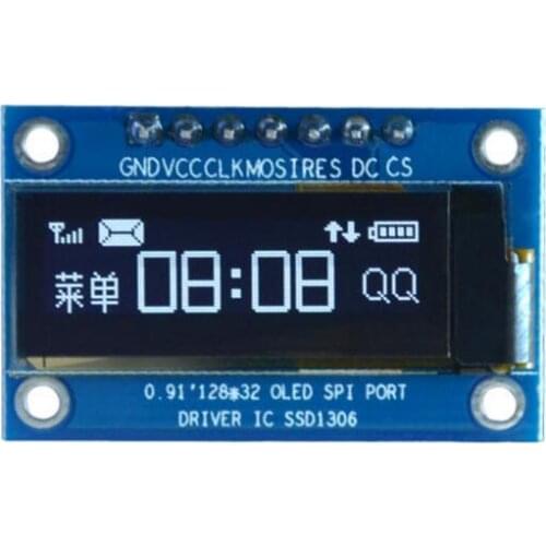 SPI 0.91 inch blue / white OLED display module SPI interface SSD1306 128*32 7pin OLED screen module