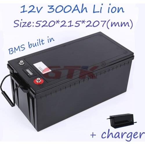 High Quality 12v Batteries 300Ah Battery Pack for Solar/Wind Energy Storage fish boat emergency power supply +20A charger