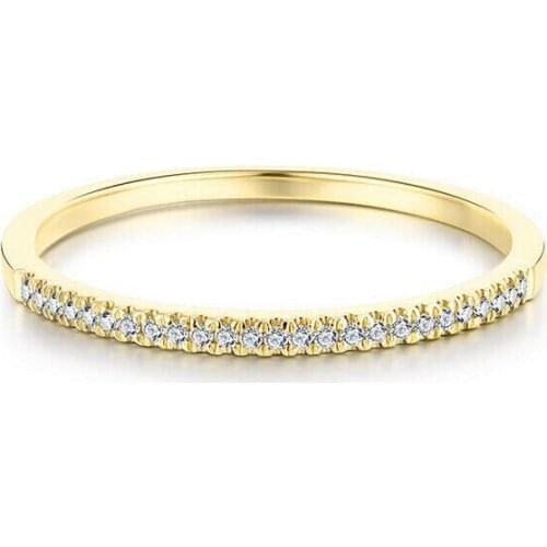 HELON Solid 14K Yellow Gold AU585 Pave 0.15ct Genuine Natural Diamonds Engagement Wedding Ring Women Diamonds Fine Jewelry Ring