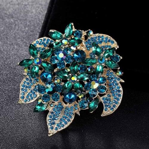Zlxgirl Nice Pink Crystal Flower brooch jewelry for wedding Womens clothing accessories fashion hijab accessory hats pin brooch