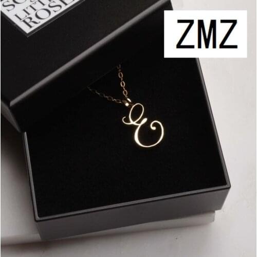 ZMZ 50pcs/lot 2019 Europe/US fashion English letter pendant lovely letter E text necklace gift for mom/girlfriend party jewelry