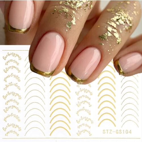 Gold Rose 3D Nail Sticker Curve Stripe Lines Decals Adhesive Striping Tape DIY Foil Nail Art Decorations Manicure Stickers