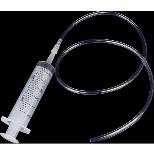1PCS 50/60ML Plastic Feeding Syringe Reusable Pump With 80cm Tube For Epoxy Resin Tools