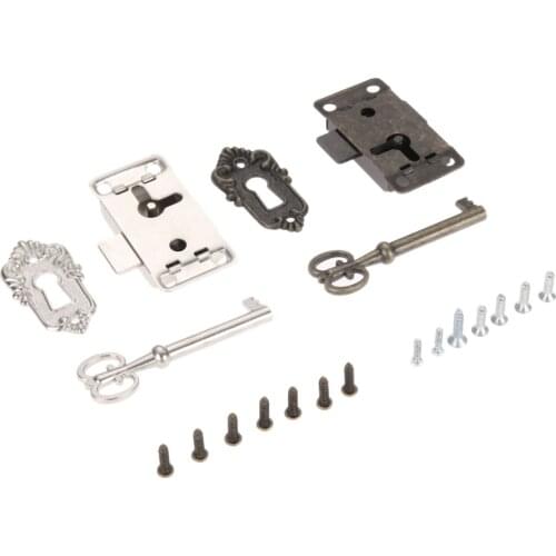 1PC Antique Iron Door Lock Drawer Jewelry Wood Box Cabinet Wardrobe Cupboard Door Lock + Key Furniture Hardware