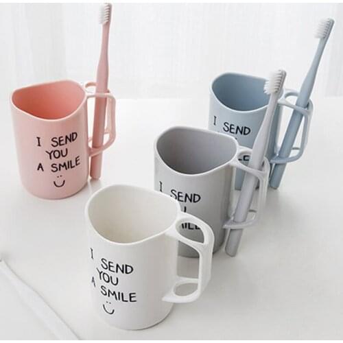 1 Piece PP Material Cups Drinking Cup Mugs Brushing Cup Unbreakable with Thumb Rest Handle for Drinking Water Bottle Cup