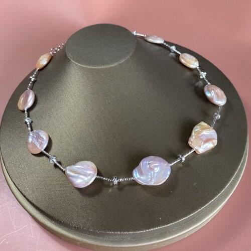 16mm Large Baroque Coin Pearl Necklace Statement Choker Bib Collar Fashion Women Wedding Party Original Jewelry Fine Jewellery