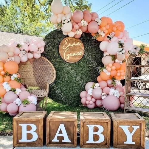 176pcs DIY Balloons Set Pink Orange Arch Kit Baloon Garland Baby Shower Baptism Wedding Party Backdrop Decorations Gender Reveal