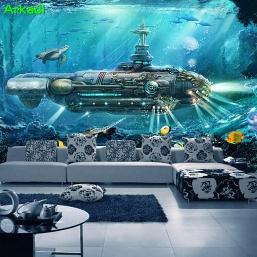 3D Personality Underwater World Wallpaper Theme Hotel Background Wall Paper Bedroom Living Room Submarine Sea World Decoration