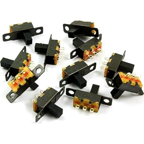 50pcs/lot 3 Pin 2 Position Black Mini Size SPDT Micro Slide Switch SS12F15VG5 SS12F15VG6 Handle Length 5MM 6MM